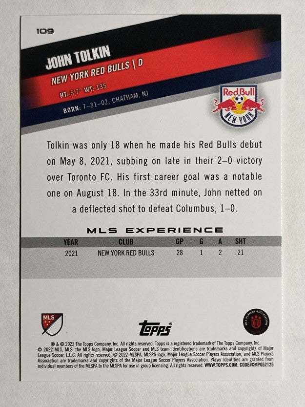 2022 Topps MLS #109 John Tolkin