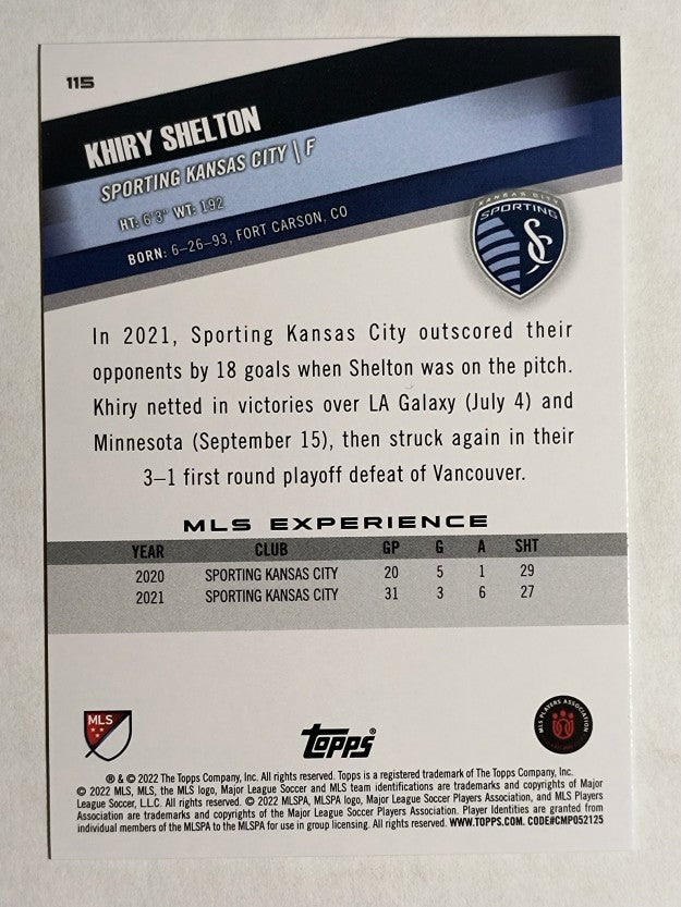 2022 Topps MLS #115 Khiry Shelton