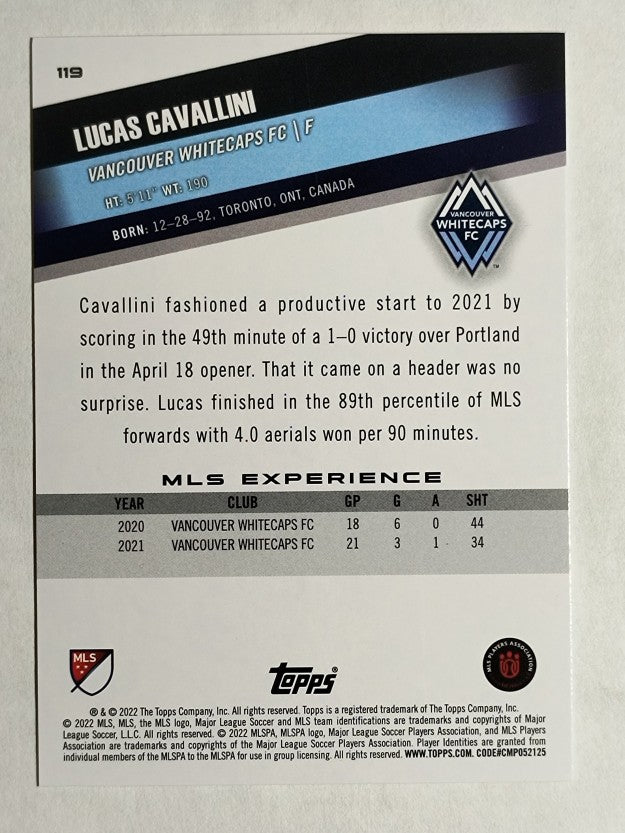 2022 Topps MLS #119 Lucas Cavallini