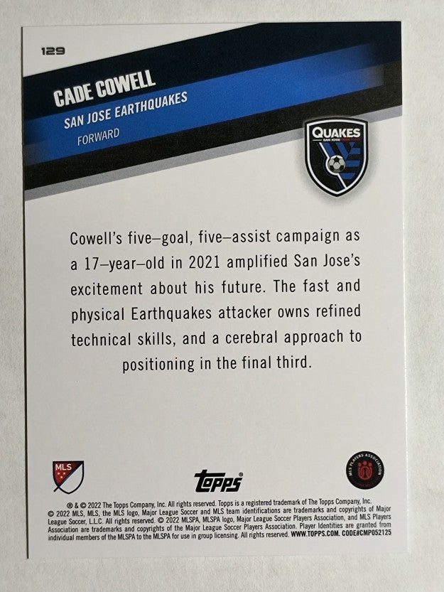2022 Topps MLS #129 Cade Cowell U22