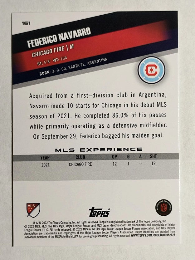 2022 Topps MLS #161 Federico Navarro