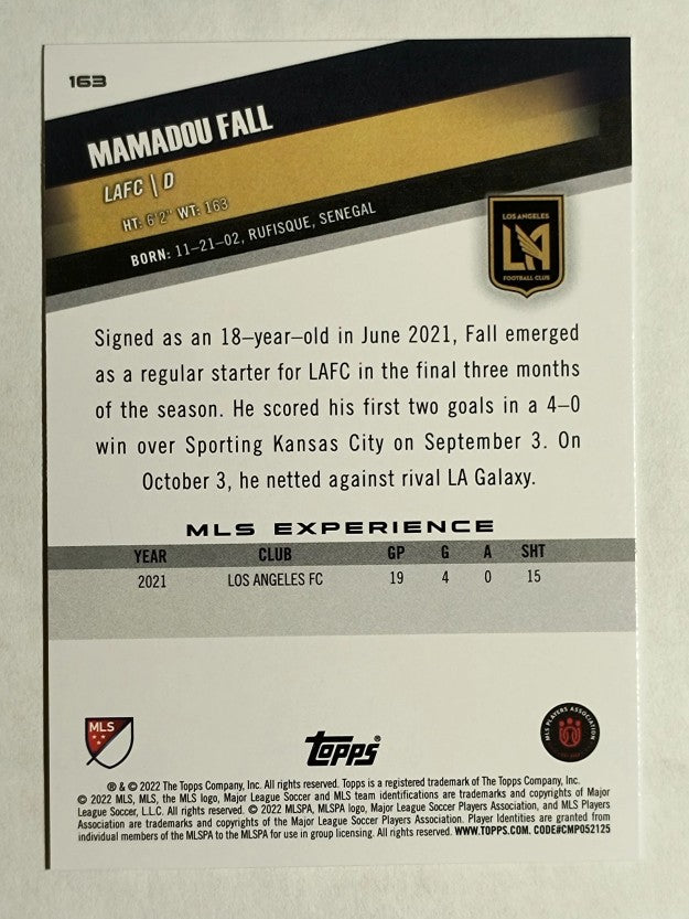 2022 Topps MLS #163 Mamadou Fall