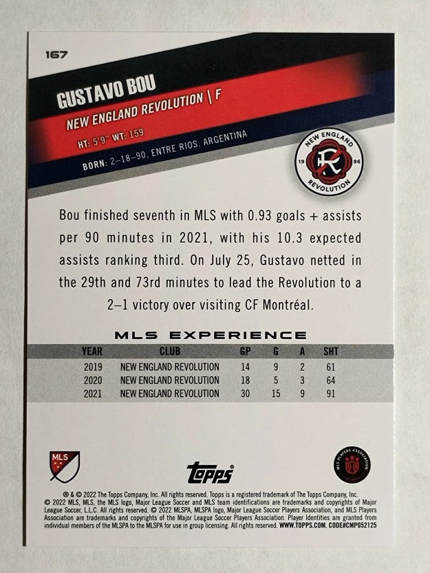 2022 Topps MLS #167 Gustavo Bou