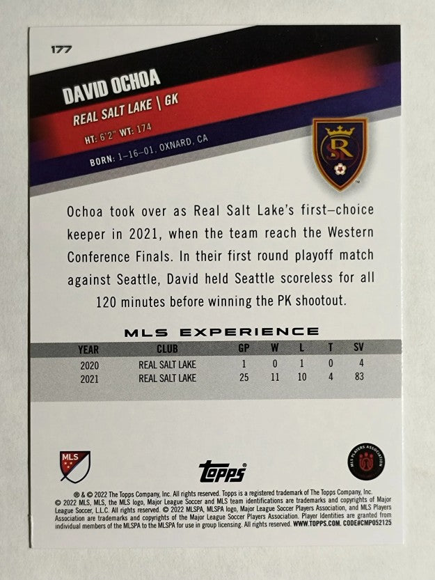 2022 Topps MLS #177 David Ochoa