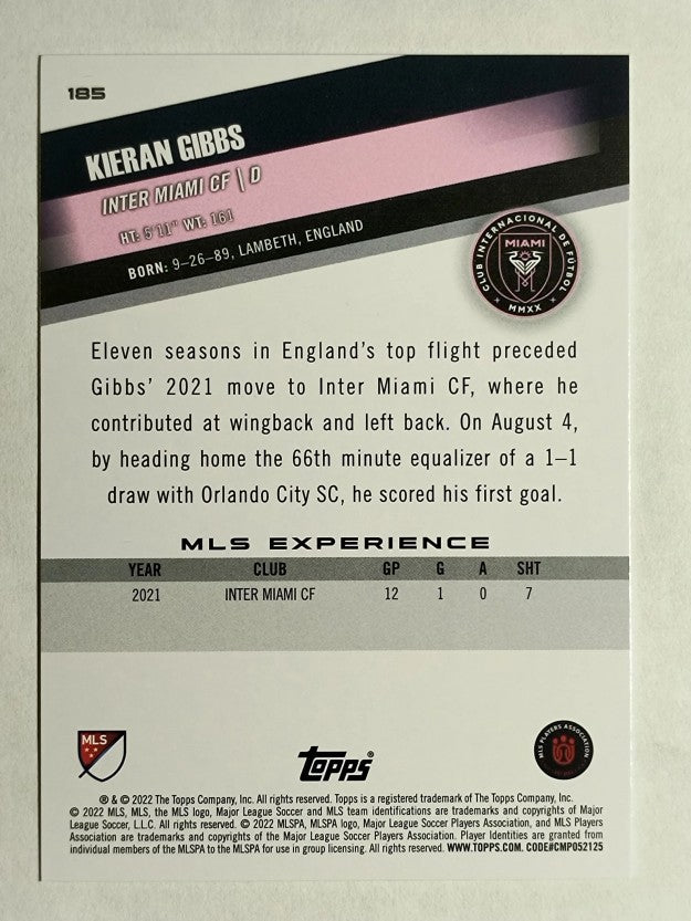 2022 Topps MLS #185 Kieran Gibbs
