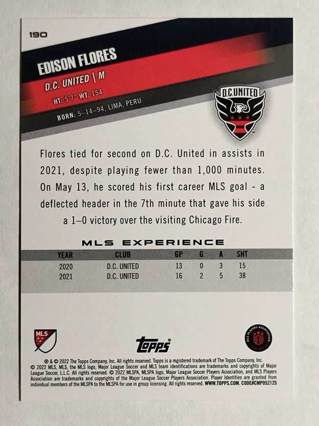 2022 Topps MLS #190 Edison Flores