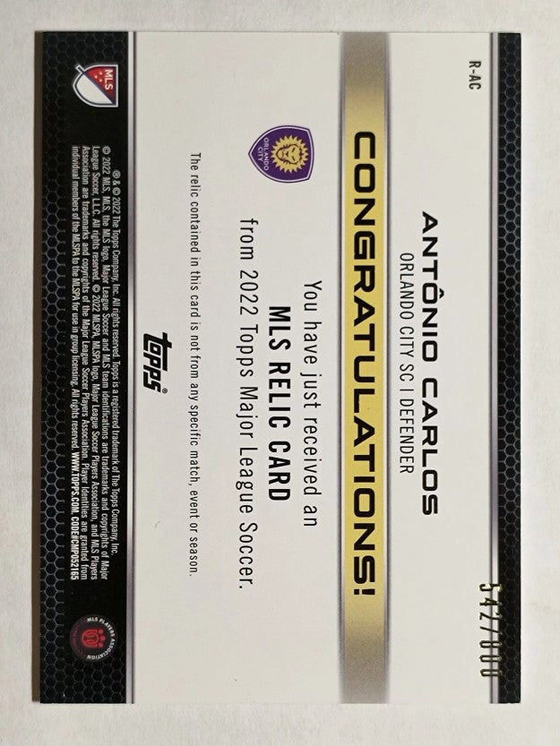 2022 Topps MLS Relics #RAC Antonio Carlos