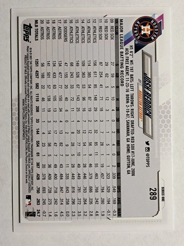 2021 Topps #289 Josh Reddick