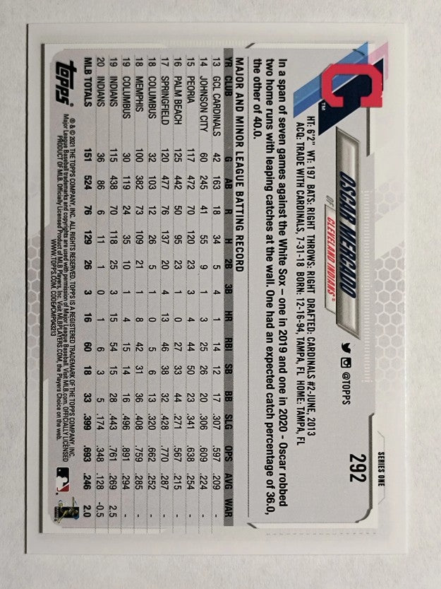 2021 Topps #292 Oscar Mercado