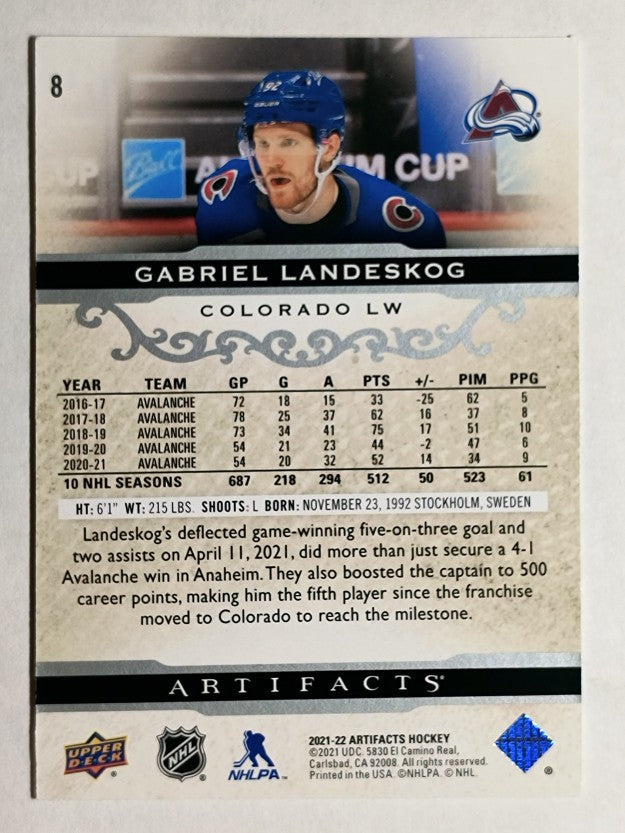 2021-22 Artifacts #8 Gabriel Landeskog