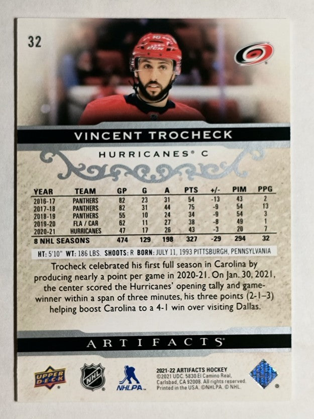 2021-22 Artifacts #32 Vincent Trocheck