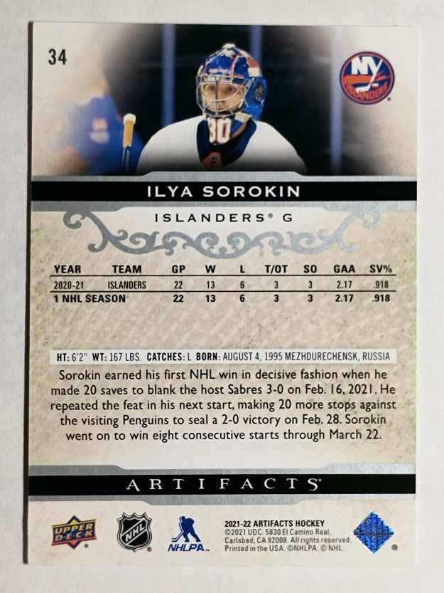 2021-22 Artifacts #34 Ilya Sorokin