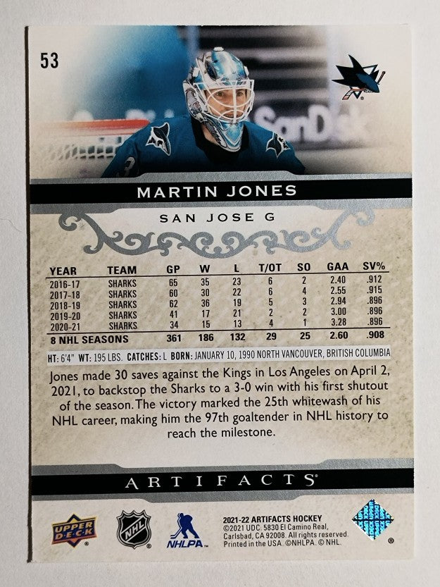 2021-22 Artifacts #53 Martin Jones