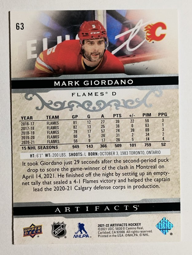 2021-22 Artifacts #63 Mark Giordano