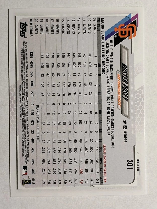 2021 Topps #301 Buster Posey