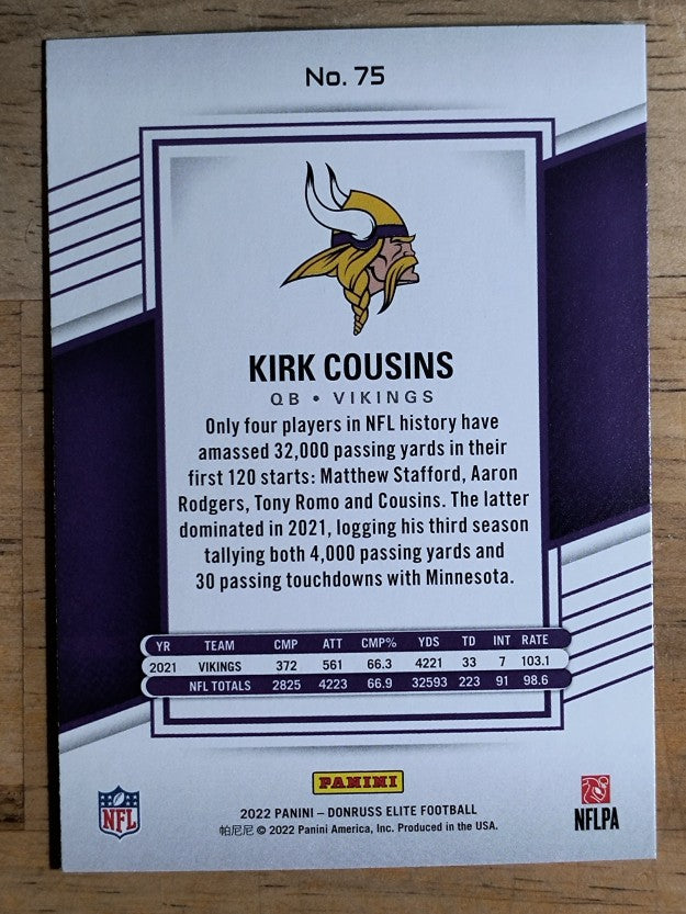 2022 Elite #75 Kirk Cousins