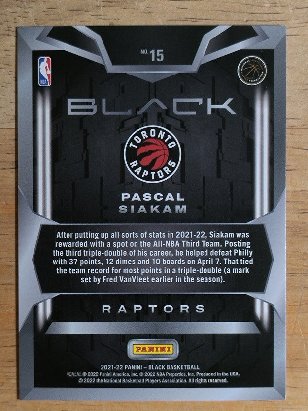 2021-22 Panini Black #15 Pascal Siakam