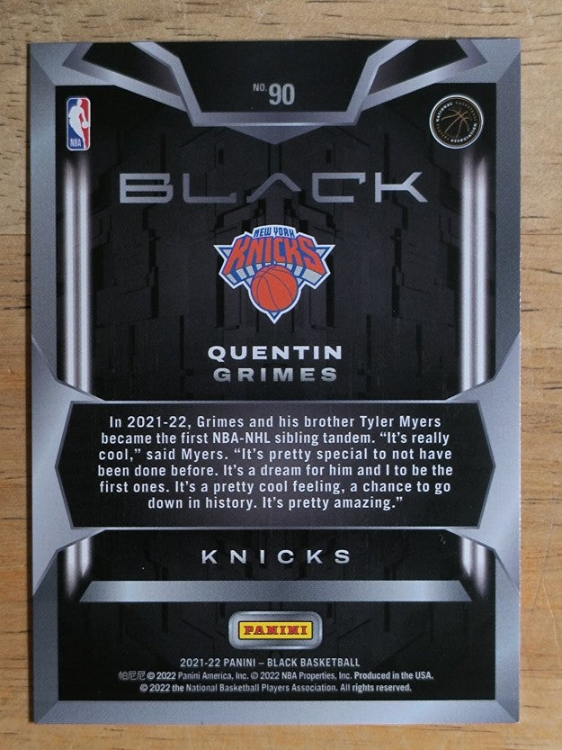 2021-22 Panini Black #90 Quentin Grimes RC
