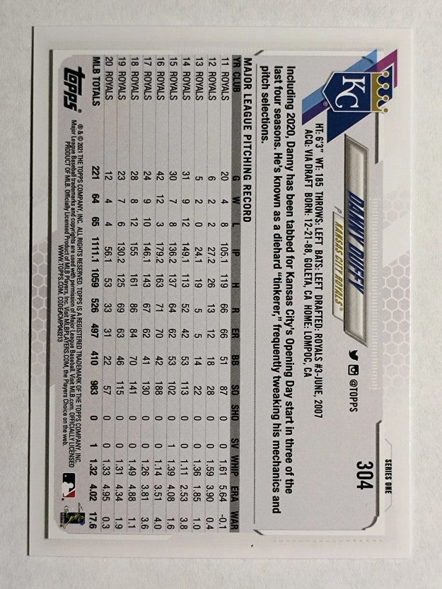 2021 Topps #304 Danny Duffy