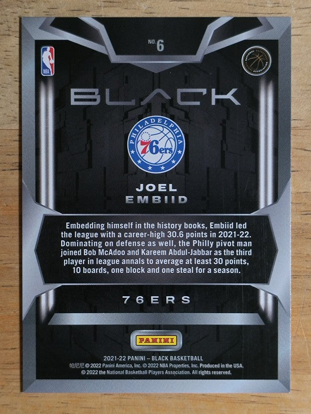 2021-22 Panini Black Silver #6 Joel Embiid