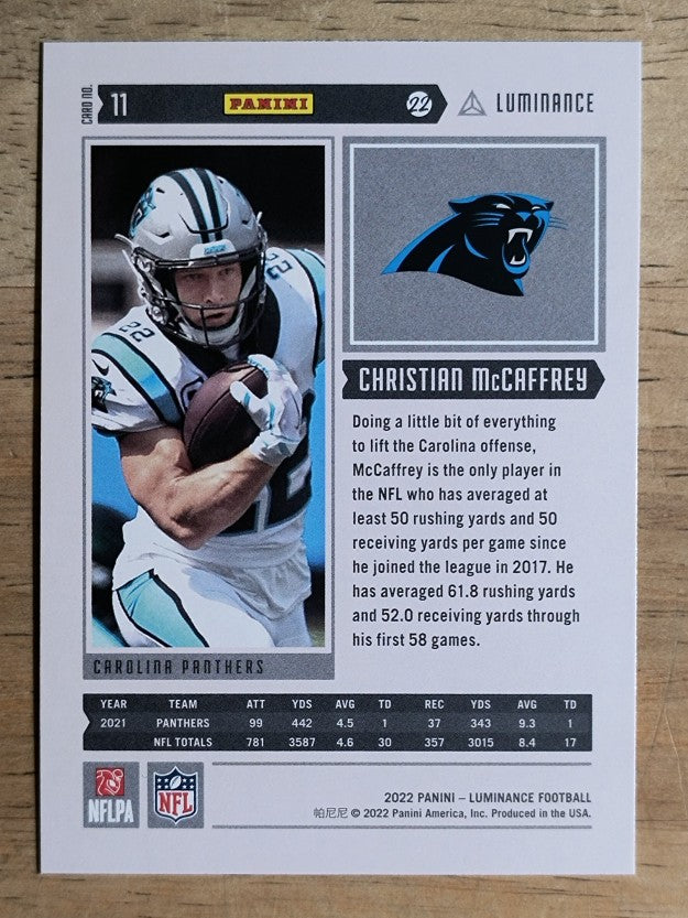 2022 Panini Luminance #11 Christian McCaffrey