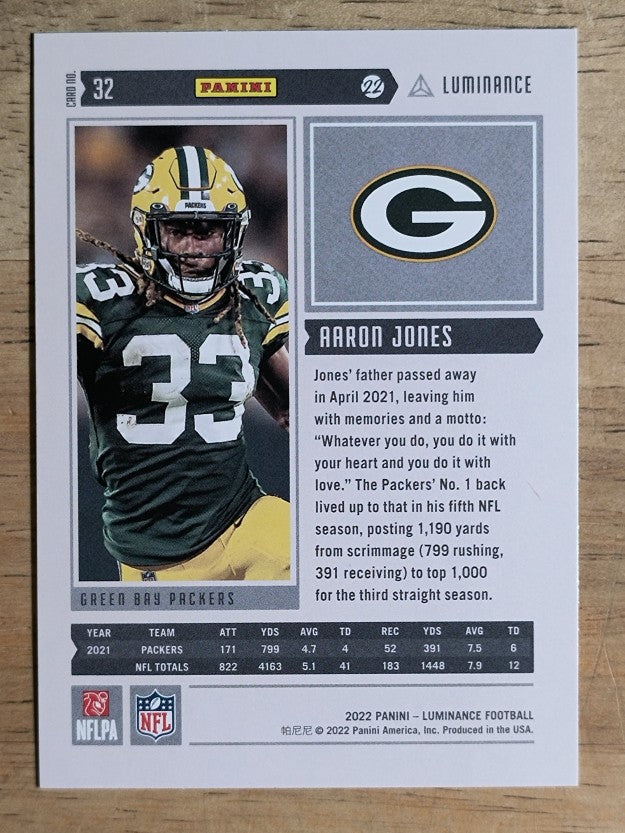 2022 Panini Luminance #32 Aaron Jones