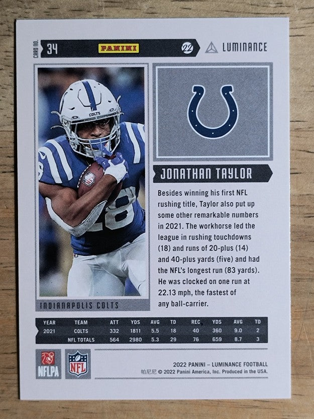 2022 Panini Luminance #34 Jonathan Taylor