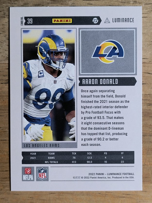 2022 Panini Luminance #39 Aaron Donald