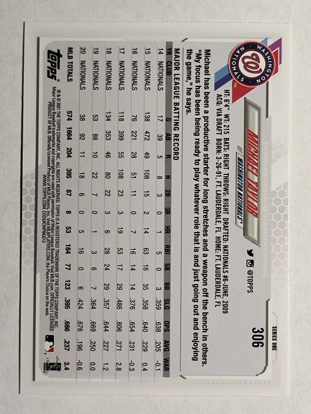 2021 Topps #306 Michael Taylor