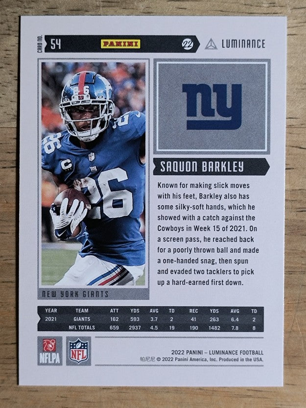 2022 Panini Luminance #54 Saquon Barkley