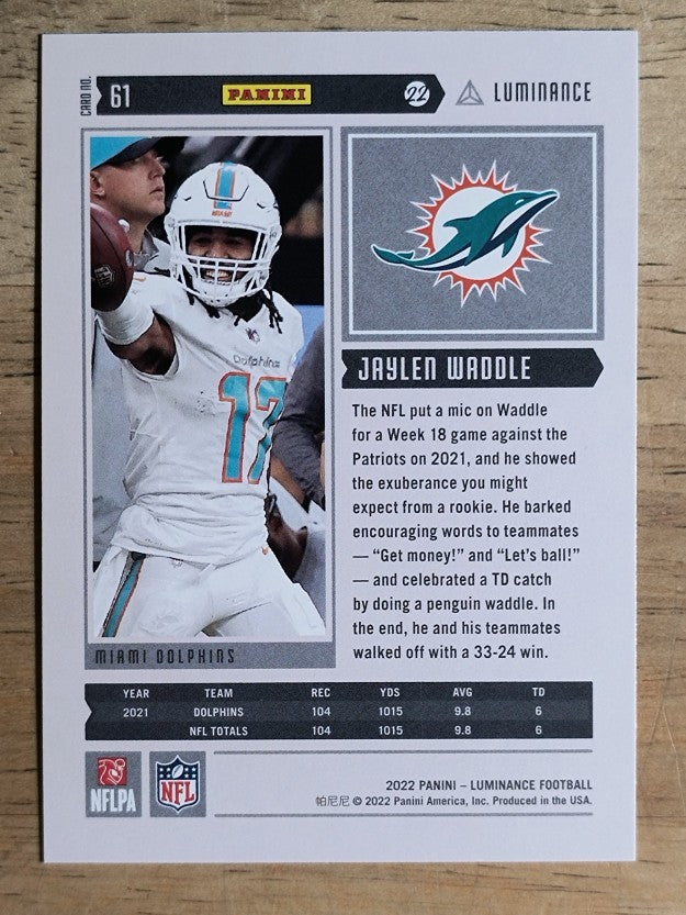 2022 Panini Luminance #61 Jaylen Waddle