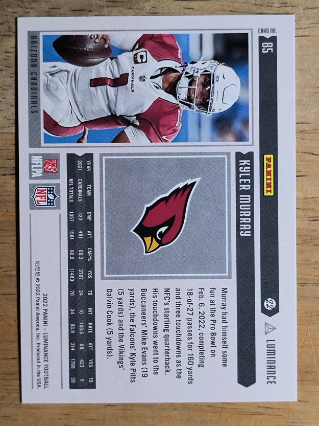 2022 Panini Luminance #85 Kyler Murray