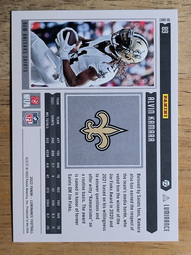 2022 Panini Luminance #89 Alvin Kamara