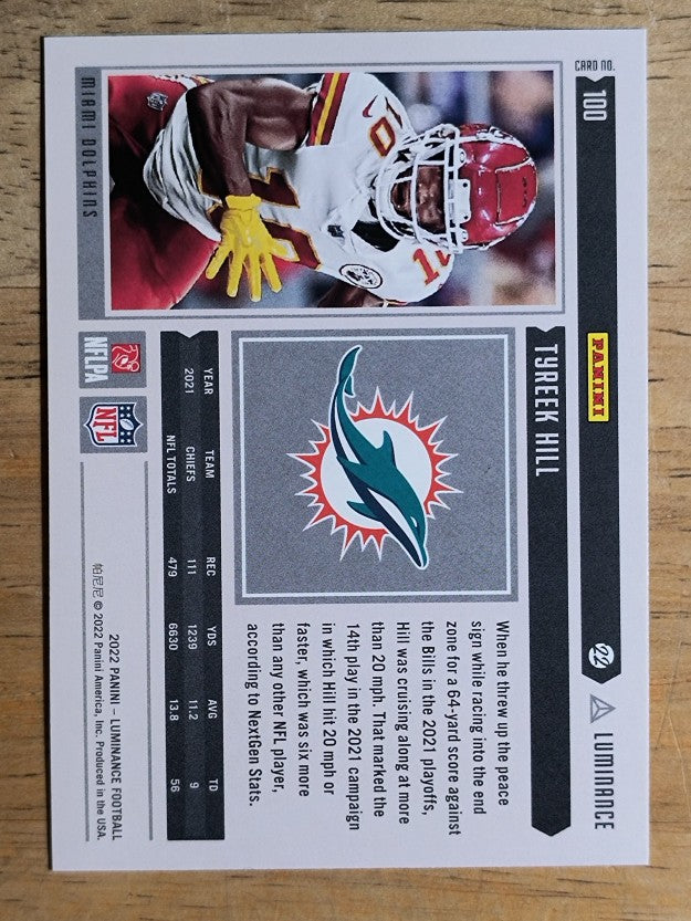 2022 Panini Luminance #100 Tyreek Hill