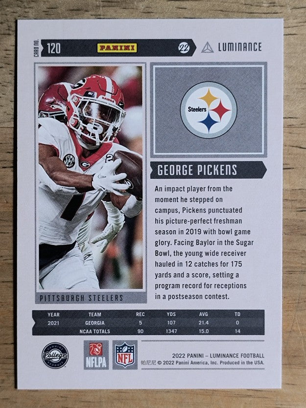 2022 Panini Luminance #120 George Pickens RC