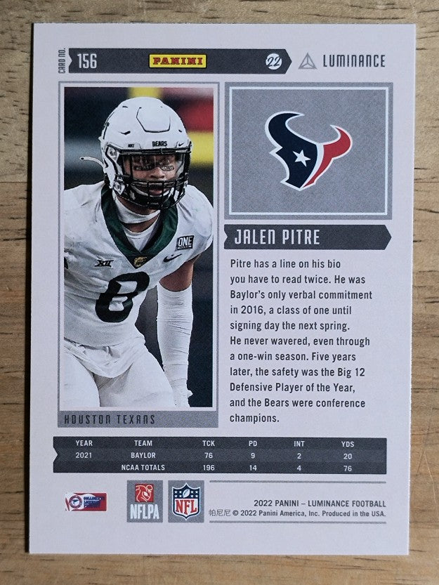 2022 Panini Luminance #156 Jalen Pitre RC