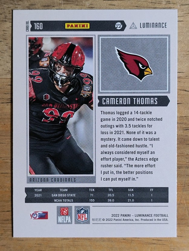 2022 Panini Luminance #160 Cameron Thomas RC