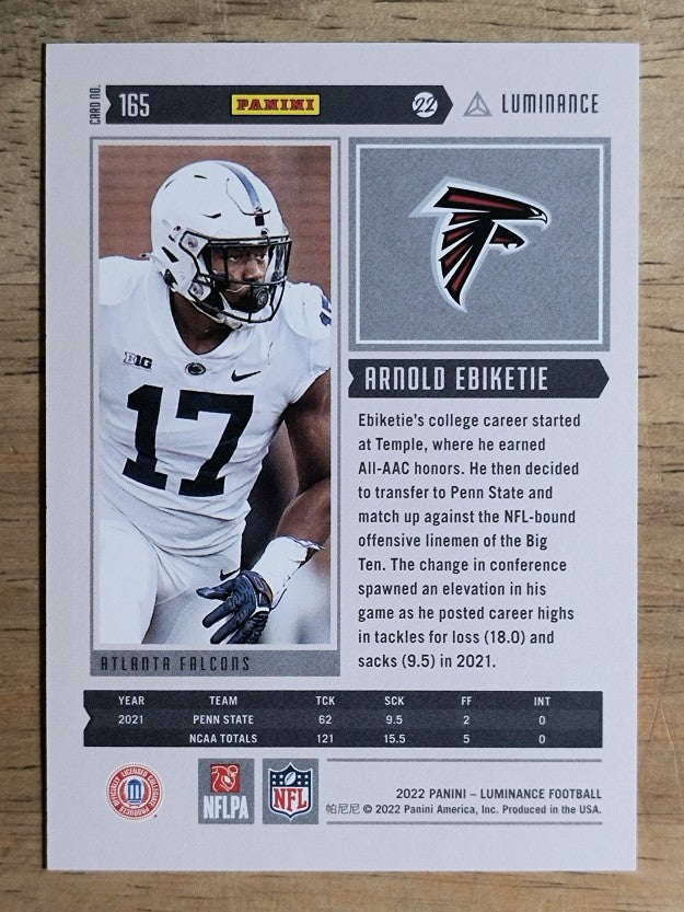 2022 Panini Luminance Green #165 Arnold Ebiketie