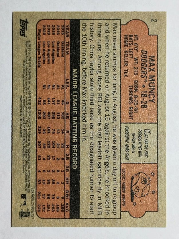 2021 Topps Heritage #2 Max Muncy