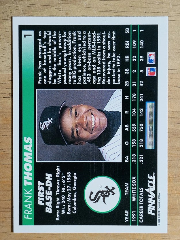 1992 Pinnacle #1 Frank Thomas