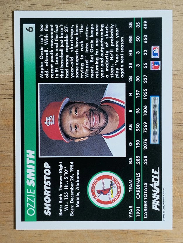 1992 Pinnacle #6 Ozzie Smith
