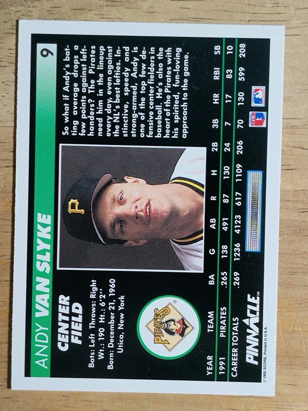 1992 Pinnacle #9 Andy Van Slyke