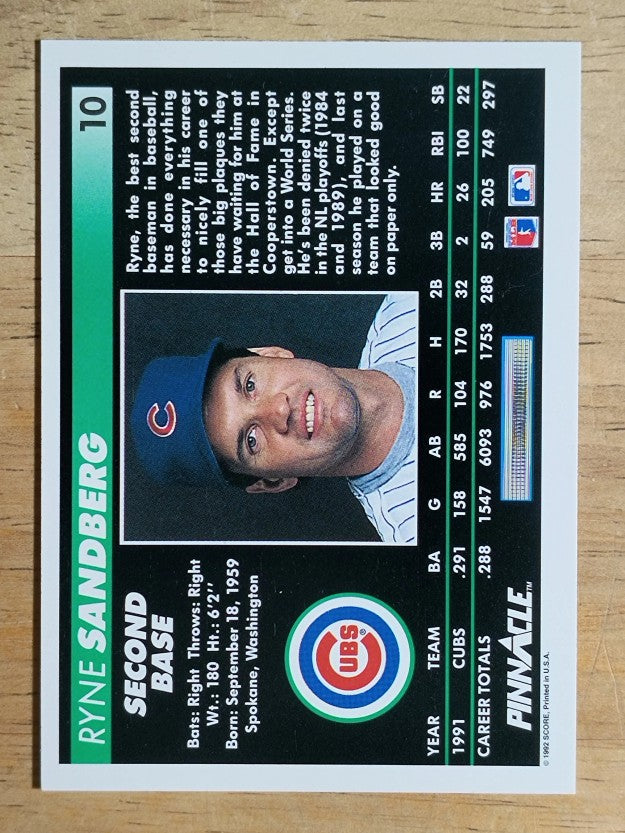 1992 Pinnacle #10 Ryne Sandberg