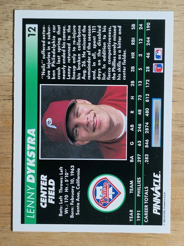1992 Pinnacle #12 Len Dykstra