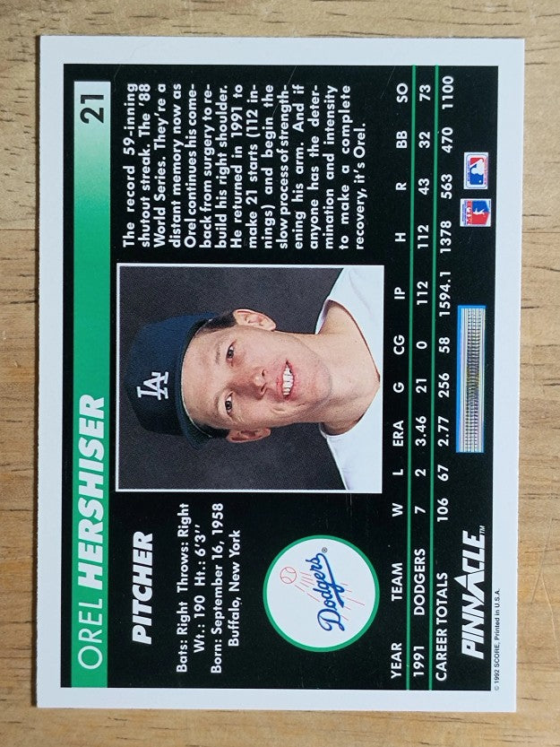 1992 Pinnacle #21 Orel Hershiser