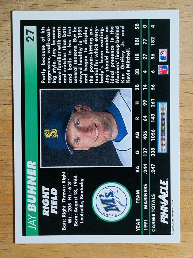 1992 Pinnacle #27 Jay Buhner