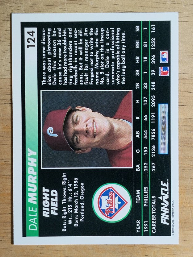 1992 Pinnacle #124 Dale Murphy