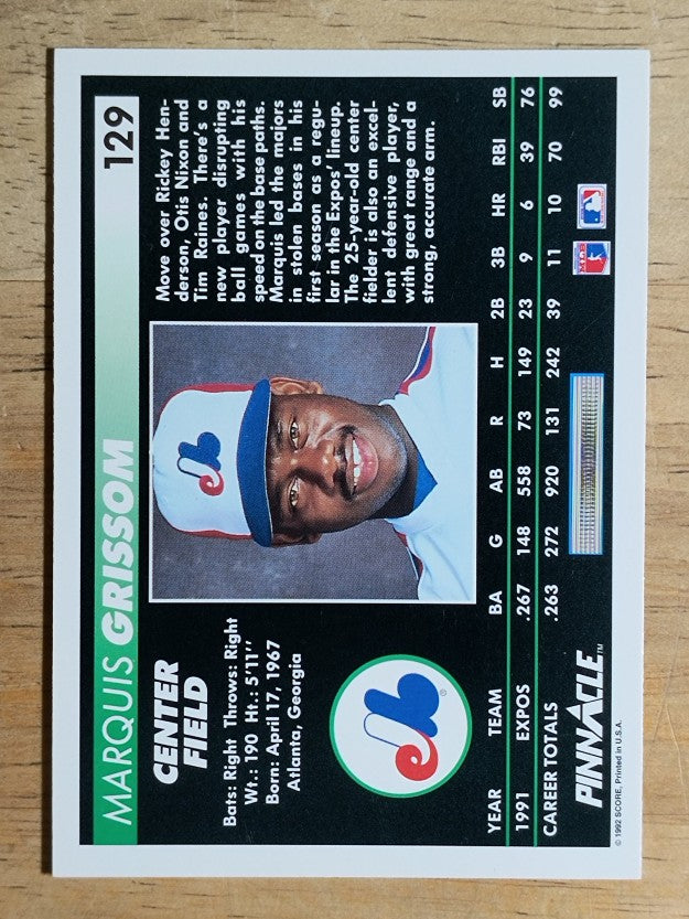 1992 Pinnacle #129 Marquis Grissom