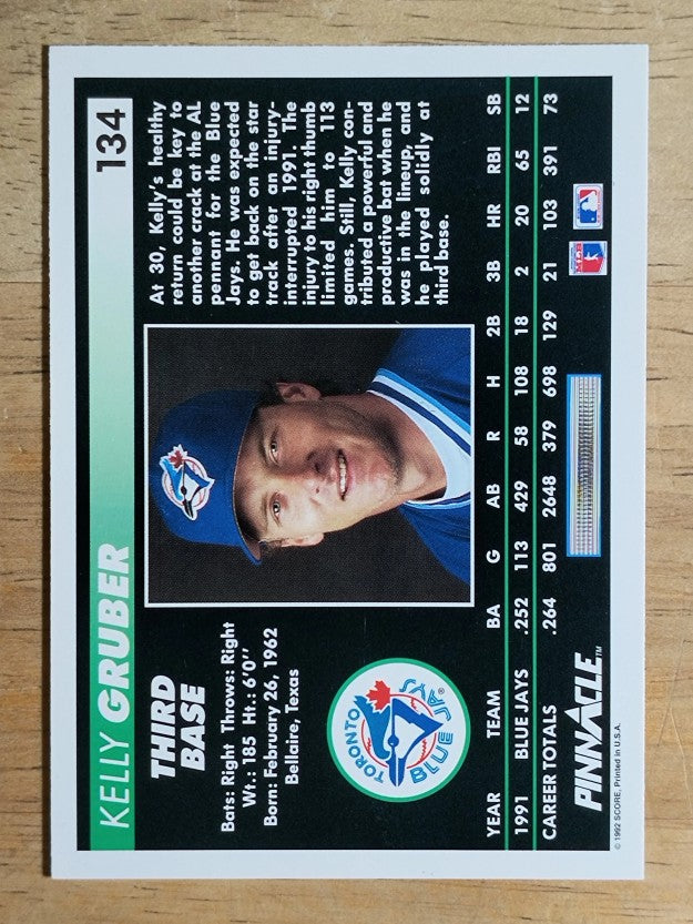 1992 Pinnacle #134 Kelly Gruber