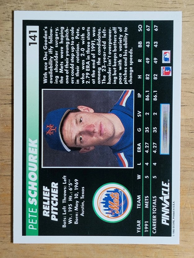 1992 Pinnacle #141 Pete Schourek